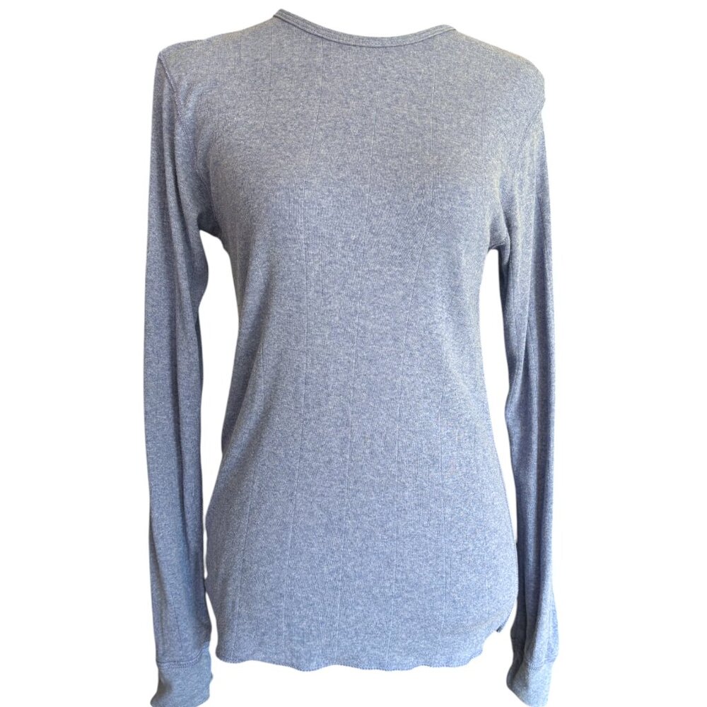 Cherokee women's heather‎ blue ribbed long sleeve t-shirt sz M - Picture 2 of 10